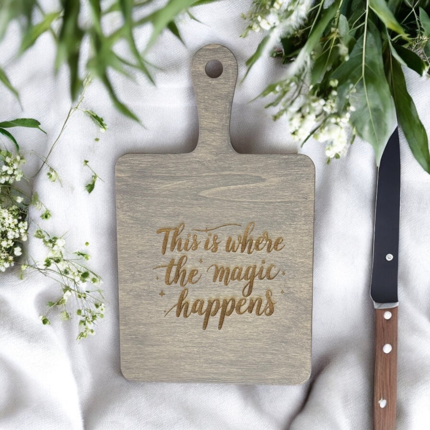 Decorative Wood Cutting Board - Small/Gray