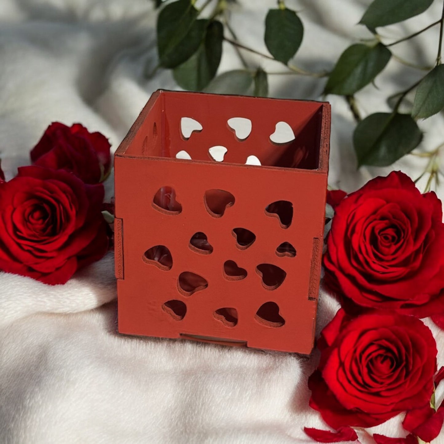 Hearts Candle Holder - Red